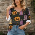thumbnail image 2 of IMENGL Women's Long Sleeve Tops Loose Halloween Print Lightweight Blouses Art Print V Neck Casual Basic Long Sleeve Shirt for Women,M-XXL, 2 of 6