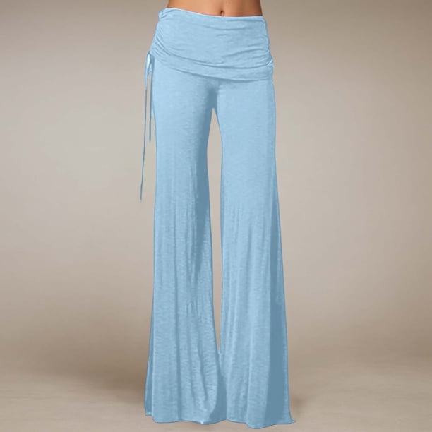 WILLBEST Pantalones Casuales para Mujer, Ligeros, Transpirables, para Playa, de Verano, con Cintura Elástica Versátil, Cómodos, con Pierna Ancha, para Viajes, Picnics y Actividades En Casa. Chica