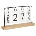 thumbnail image 1 of Calendario Perpetuo de Madera Vintage, Calendario de Páginas Giratorias para Mostrar el Mes y la Fecha en la Oficina o Escritorio, Negro, 1 of 6