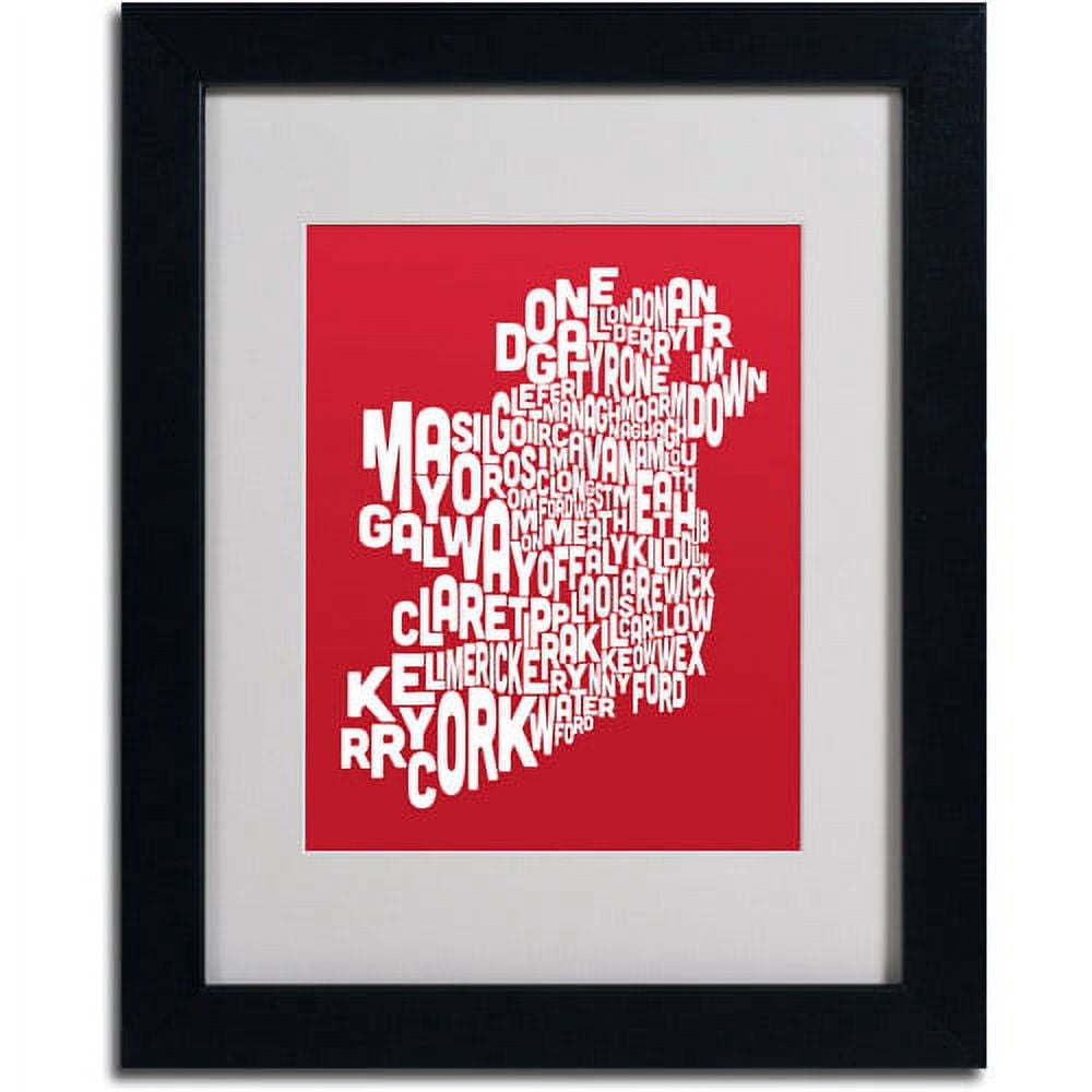 Trademark Fine Art "RED-Ireland Text Map" Matted Framed Art by Michael Tompsett