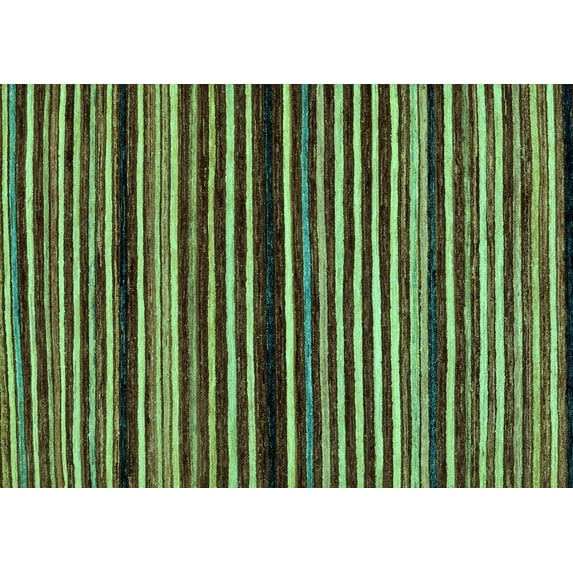 Ahgly Company Machine Washable Indoor Rectangle Abstract Turquoise Blue Modern Area Rugs, 6' x 9'