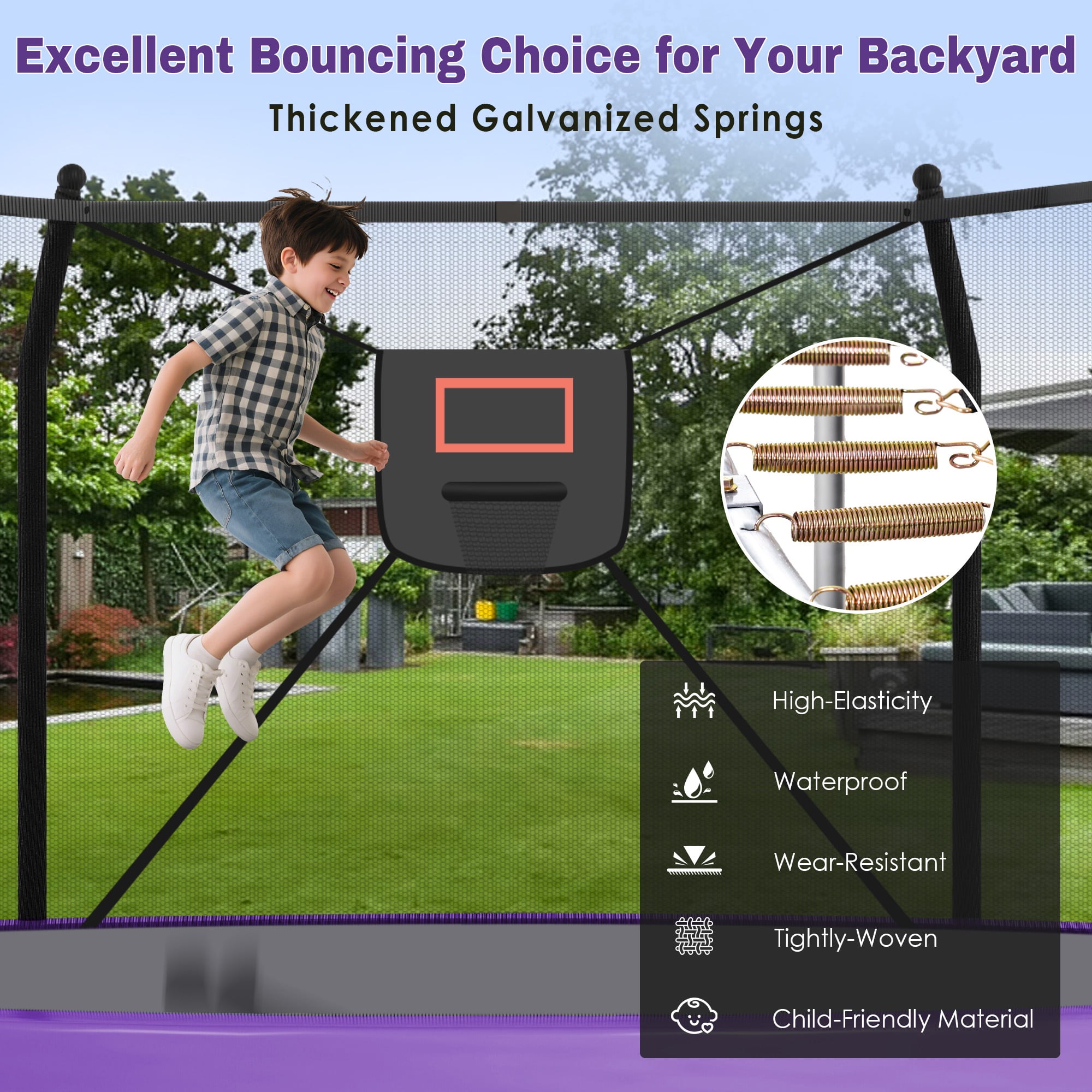 14FT Outdoor Recreational Trampoine for Kids and Adults, SHINPT Large Trampoline with Lights and Basketball Hoop, Heavy Duty Trampoline with 1500lbs Capacity, 14FT Big Trampoline for Backyard, Lawn