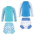 thumbnail image 1 of BIG ELEPHANT Paquete de 2 Trajes de Baño Unisex de Manga Larga con Protección Solar UPF 50+ y Pañales de Natación Incorporados para Bebés y Niños Pequeños, Tallas XS-XXL, 1 of 9