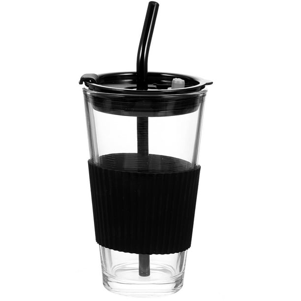 NUOLUX 1 Set Glass Cup with Lid and Straw Drinking Cup Tumbler Iced