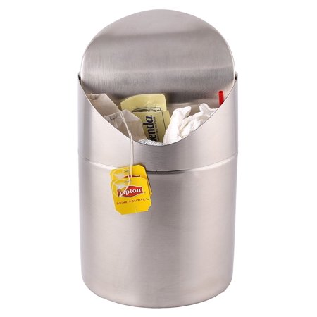 Estilo Mini Countertop Trash Can Brushed Stainless Steel Swing