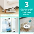thumbnail image 4 of True & Tidy Clean Everywhere Spray Mop Kit for Floor Cleaning, Multi-Surface Wet & Dry Mop Kit with Reusable Microfiber Pads, Squeegee, and Refillable Bottle for Hardwood, Laminate & Tile, White, 4 of 9