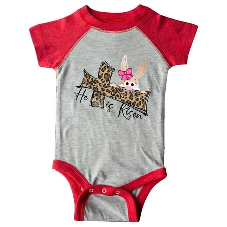 

Inktastic He Is Risen Bunny and Leopard Print Cross Gift Baby Boy or Baby Girl Bodysuit