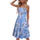 thumbnail image 1 of Vestidos de verano para mujer, vestido casual de verano, favorecedor para la playa, fluido, en forma de A, tirantes finos, con botones, azul claro, floral, 1 of 1