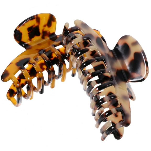 OUNONA 2pcs Large Leopard Print Jaw Hair Clips for Women, Stylish Hair Clamps Accessories
