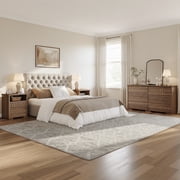 Laintene Farmhouse Dressers for Bedroom, 54 Wide 6 Drawer Dresser with Carved Panel Design, Large Storage Chest of Drawers for Bedroom, Living Room, Walnut