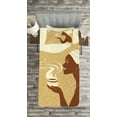 thumbnail image 3 of Ambesonne African Quilted Bedspread Set 2 Pcs, Happy Afro Lady, Twin Size, Brown Pale Brown Cream, 3 of 3