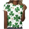 thumbnail image 2 of Ounisa St Patricks Day Crewneck Shirts for Women Lucky Irish Shamrock Clover Graphic Shirt Casual Short Sleeve T Shirt Tops, 2 of 7