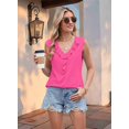 thumbnail image 4 of Chiffon Shirt Sleeveless V-Neck Pleated Ruffle Loose Women'S Top Rose Red L, 4 of 5