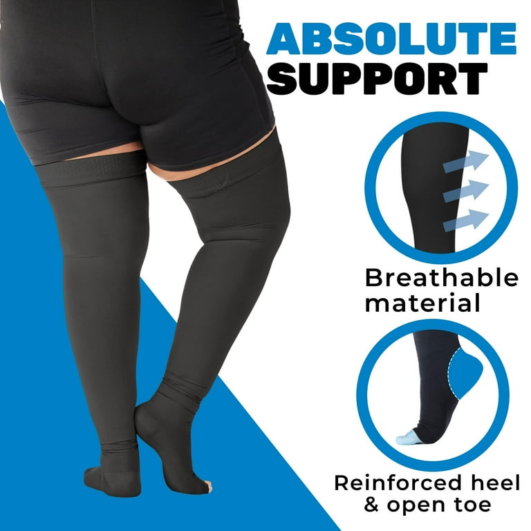 Plus Size Compression Thigh High for Women and Men 20 30mmHg Black 2XL Walmart