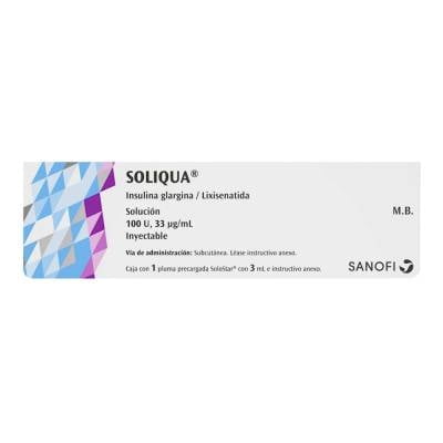 Insulina Soliqua solución 100 U 33 µg/ml inyetable 1 pluma