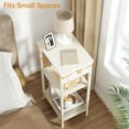 thumbnail image 6 of Tall End Table with Charging Station, 3 Tier Narrow Tall Nightstand with Storage, Slim Side Table for Bedroom, Living Room, Nursery, Office, Cream White, 6 of 13