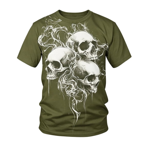 CONZONE Mens Halloween T-Shirts Skeleton Graphic Tees for Men Short Sleeve Crew Neck Casual Tops