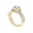 thumbnail image 2 of 1 Carat T.W. Diamond Criss-Cross Shank Single Halo 14kt Yellow Gold Engagement Ring Set, 2 of 5