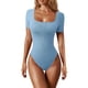 thumbnail image 2 of Body de mujer con cuello cuadrado y canalé - Ropa de yoga sin espalda, material de poliéster, diseño sexy para la playa/vacaciones, tallas S-L (detalles de busto/longitud), 2 of 6