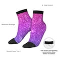 thumbnail image 6 of Rateoe Pink Purple Glitter Pattern Quarter Crew Socks,Toe Seamed Ankle Socks,Cotton Cushioned Breathable Athletic Crew Sports Socks, 6 of 7