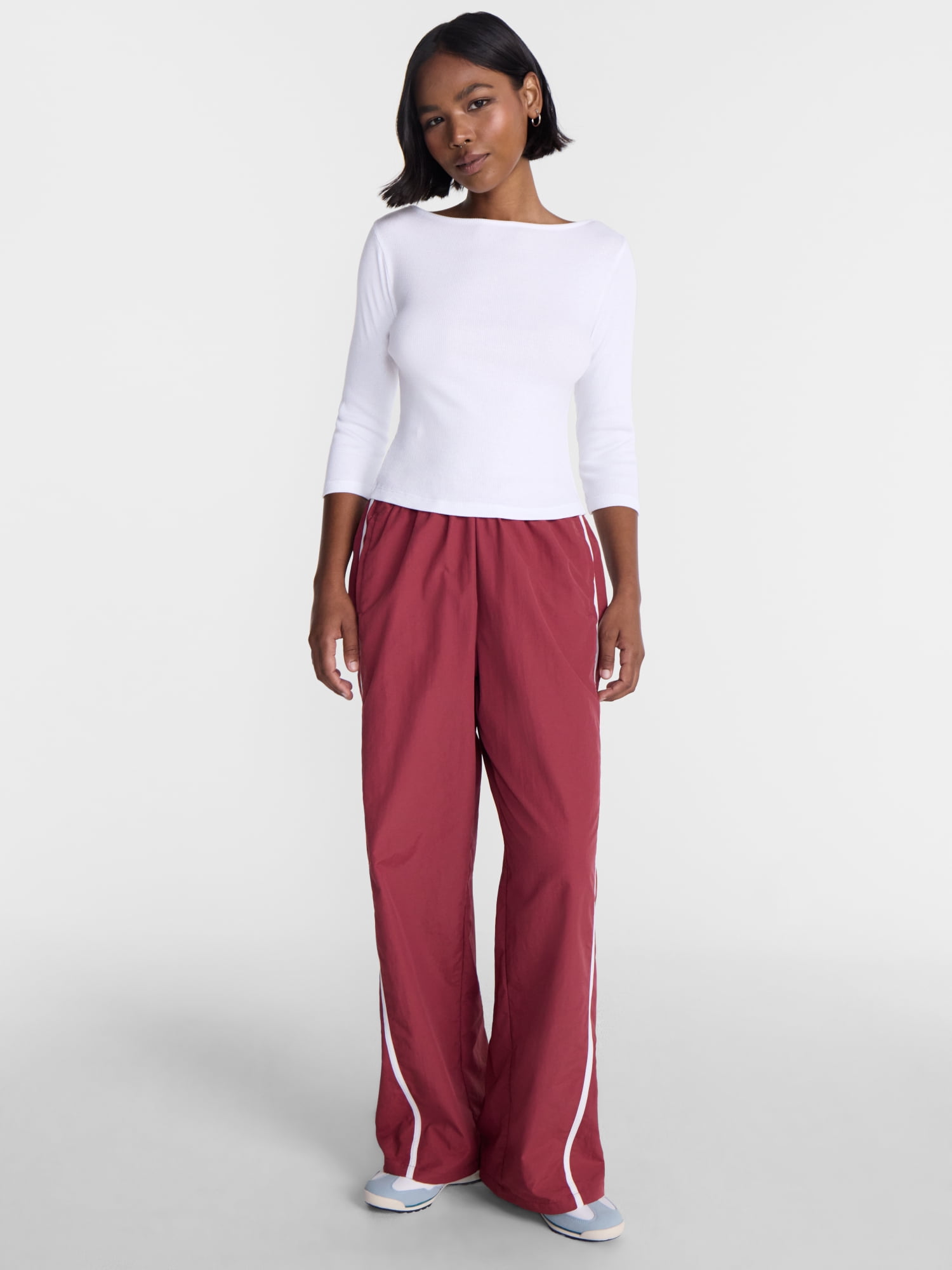 No Boundaries Cotton Tee with 3/4 Length Sleeves, Women’s XXS-XXL