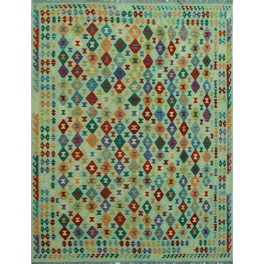 Sangat Aasif Lt. Green/Red Rug, 8'0" x 9'7"
