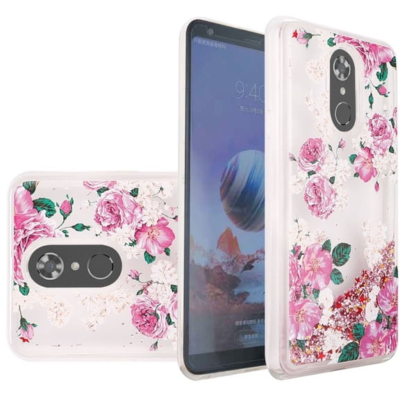 Emax Liquid Glitter Rose Blossom Case For LG Stylo 4 & Stylo 4 plus - Clear Pink