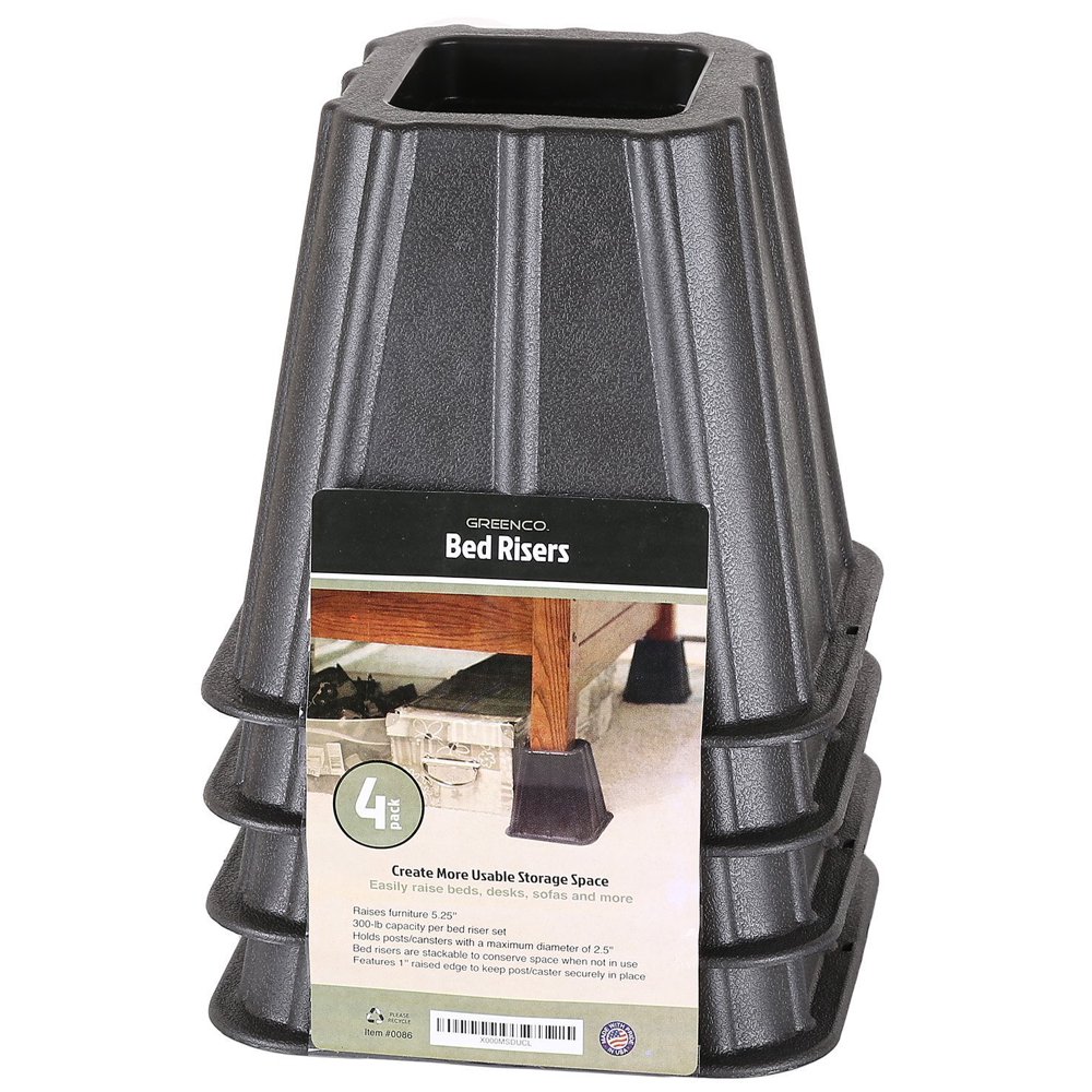 Set of 4 Bed Risers Raise Furniture Create Underbed Storage Walmart