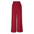 thumbnail image 4 of Summer Savings Clearance 2023! pbnbp Trousers for Women High Waisted Solid Color Activewear Sweatpants Waist Drawstring Straight Wide Leg Pants for Women with Pockets, 4 of 4