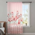 thumbnail image 3 of Pink Flamingo Semi Sheer Curtains Drapes for Living Room, Bedroom, French Doors Window 108 Inches Long, Valentine's Day Birds Lake Animals Rod Pocket Chiffon Curtain Drapery Voile Draperies Panel, 3 of 8