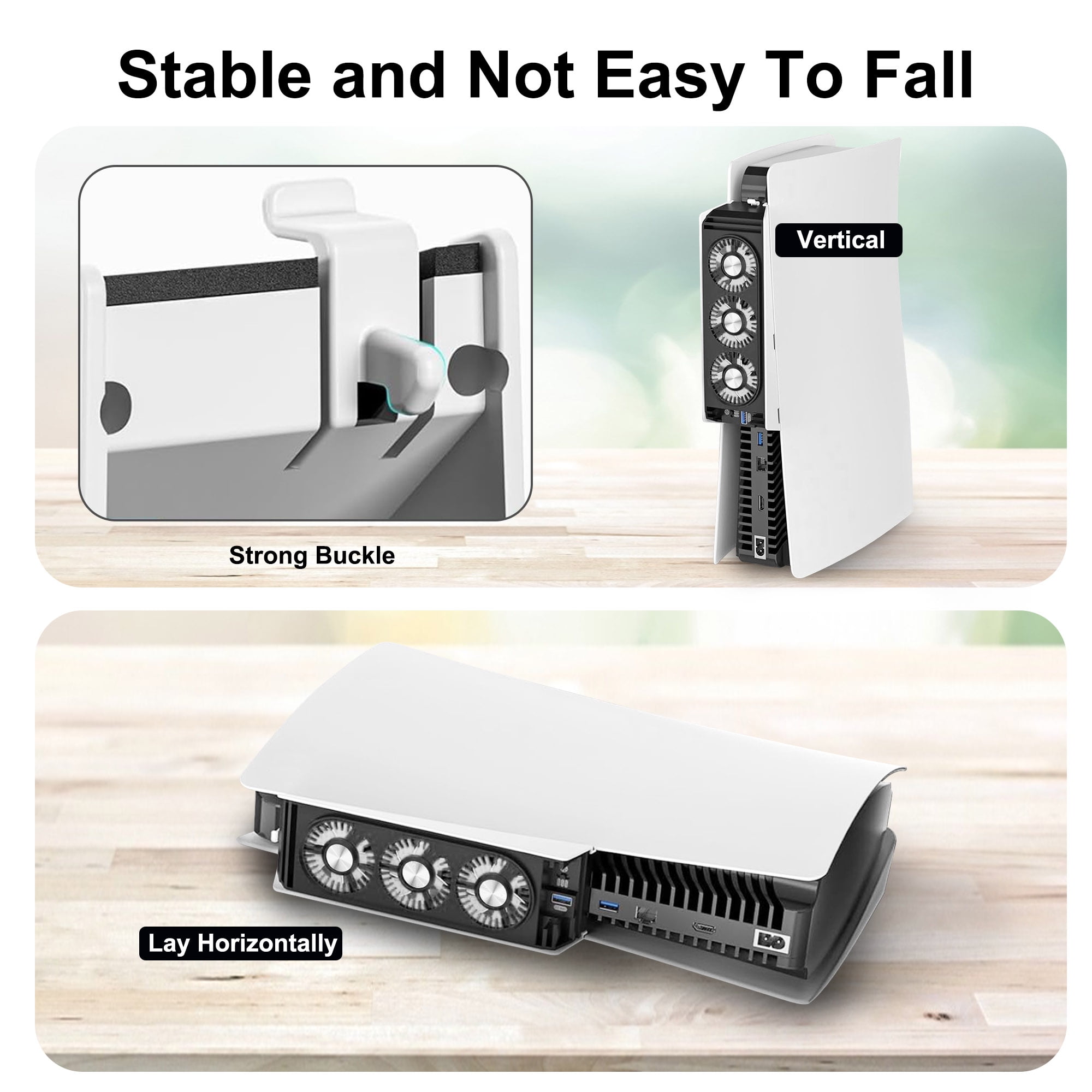 External USB Cooling Fan Fit for PS5, EEEkit Cooling Fan Compatible with Sony PS5 Disc & Digital Edition with 3 Fans, Temperature Control Cooler with LED White, Not Fit for PS5 Slim or PS5 Pro