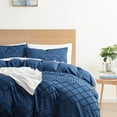 thumbnail image 2 of Nestl Boho 3 Piece Duvet Cover Set, Tufted Embroidery Double Brushed Duvet Cover with Button Closure with 2 Pillow Shams, Twin (68"x90") - Navy, 2 of 8