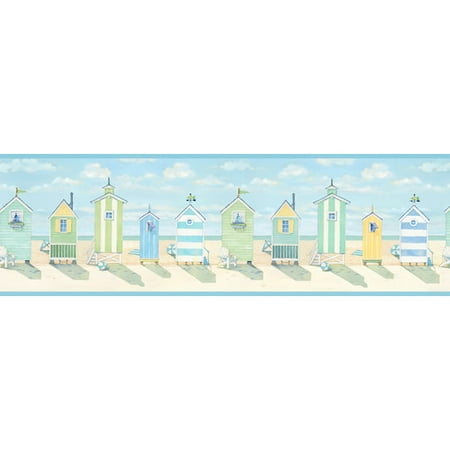 Brighton Pattern - Brewster Home Fashions Sand Dollar Brighton Beach Cottage 15' x 8'' Scenic 3D Embossed Border Wallpaper