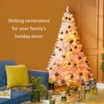 thumbnail image 6 of Resenkos 6FT Tall Prelit Artificial Christmas Tree with Realistic Branches, 250 Warm White LED Lights & 1000 Tips, Pink, 6 of 7