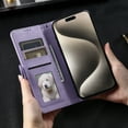 thumbnail image 6 of Classic Premium PU Leather Flip Case for iPhone 14 Pro Max, Wallet Case with Card Slots & Cash Pocket Kickstand Wrist Strap Full Body Protection Folio Case Cover for iPhone 14 Pro Max, Purple, 6 of 8