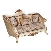 Luxury Beige & Gold Wood Trim PARIS Loveseat EUROPEAN FURNITURE Traditional