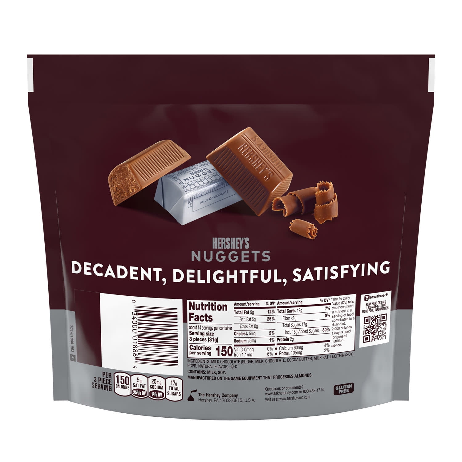 Hershey's Nuggets Milk Chocolate Candy, Family Pack, 15.8 oz