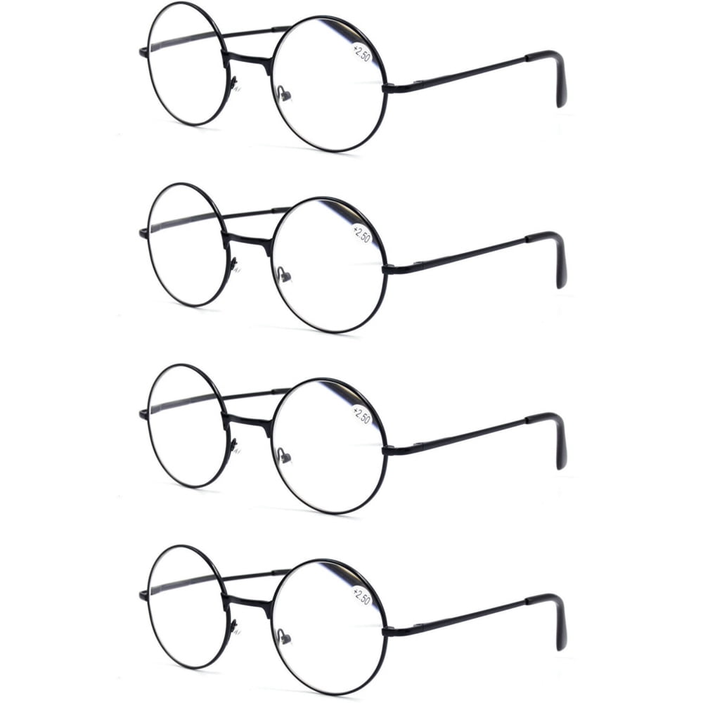 4 Pairs Round Reading Glasses Metal Readers Vintage Mens Womens