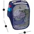 thumbnail image 3 of Smart Design Pop Up Laundry Hamper with Easy Carry Handles and Side Pocket - Durable Mesh Fabric - Collapsible Design - Clothes and Laundry - Home Organization - Holds 2 Loads - 13 x 21 Inch - Blue, 3 of 5