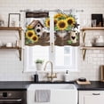 thumbnail image 2 of 2 Panels Kitchen Tier Curtains 39 Inch Length, Yellow Sunflowers Grommets Window Treatment Curtain, Western Star Farmhouse White Wooden Thermal Curtains Drapes for Living Room/Bathroom, 2 of 9