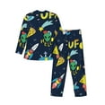 thumbnail image 2 of Kll Funny Spaceships Sleepwear Mens Flannel Pajamas,Long Cotton Pj Set, 2 of 9