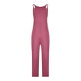thumbnail image 5 of CZHJS Women's Solid Color Pants Summer Trousers Casual Loose Wide Leg Jumpsuit Long Palazzo Pants Comfy Baggy Dungarees with Pockets One Piece Bib Overalls Hot Pink S, 5 of 5
