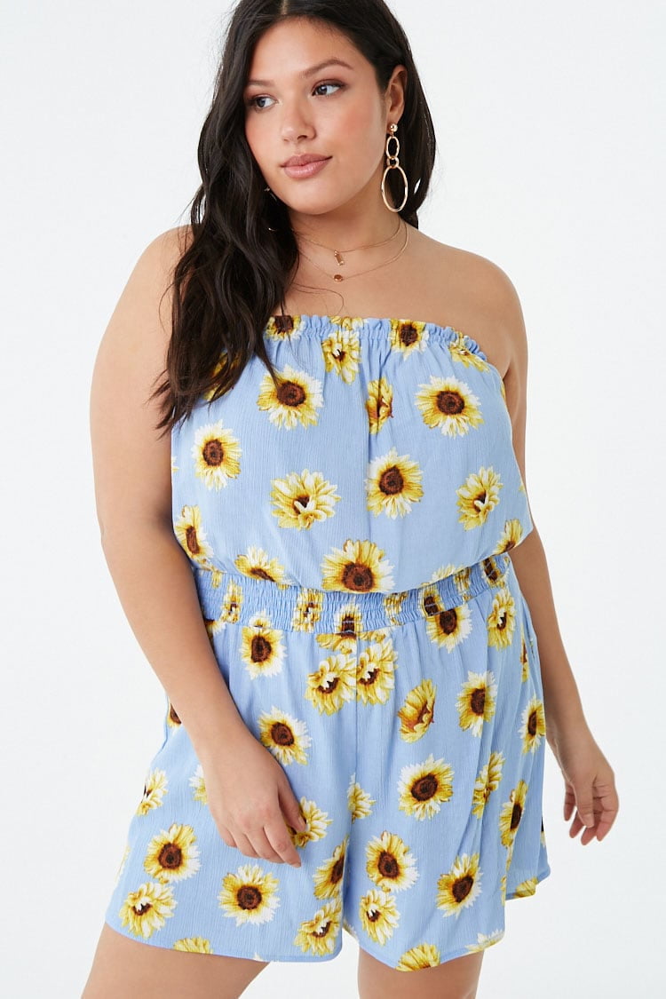 Yacun Womens Summer Vintage Sunflower Romper Jumpsuit