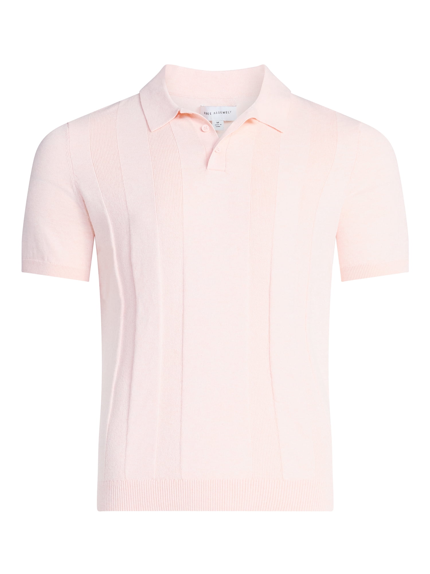Free Assembly Men's Textured Stripe Polo Sweater with Short Sleeves, Sizes S-3XL