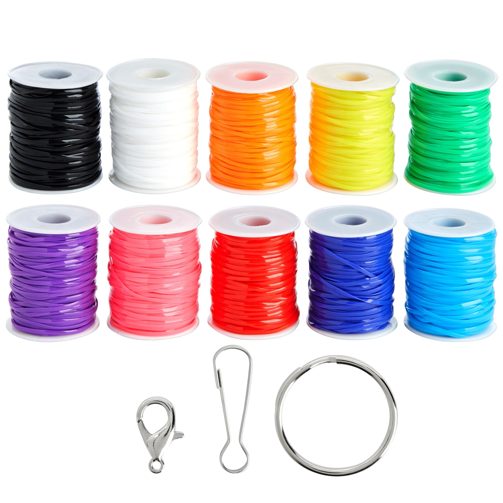 31 Colors Lanyard String Boondoggle Kit for 15 Keychains, Plastic Lacing Cord