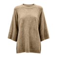 thumbnail image 4 of Crewneck Sweatshirts for Women, Loose Long Sleeve Knit Sweaters Women Modest Tops Soft Sweatshirts Chunky Sweater Trendy Teacher Outfits Business Casual Chic Tops Solid Color,Khaki,M, 4 of 4