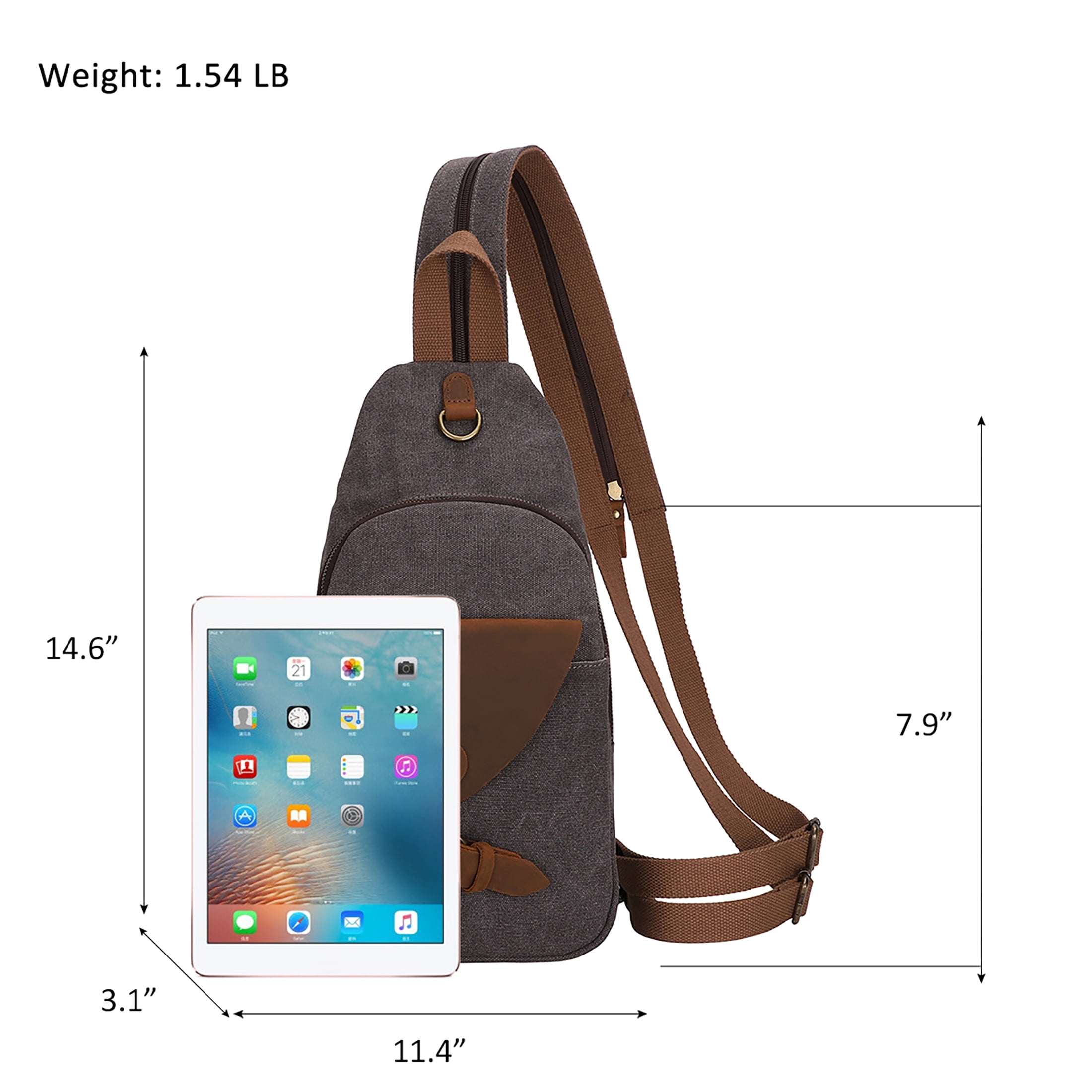 KL928 Canvas Sling Bag for Men Crossbody Backpack Shoulder Casual Rucksack Unisex Casual Bag