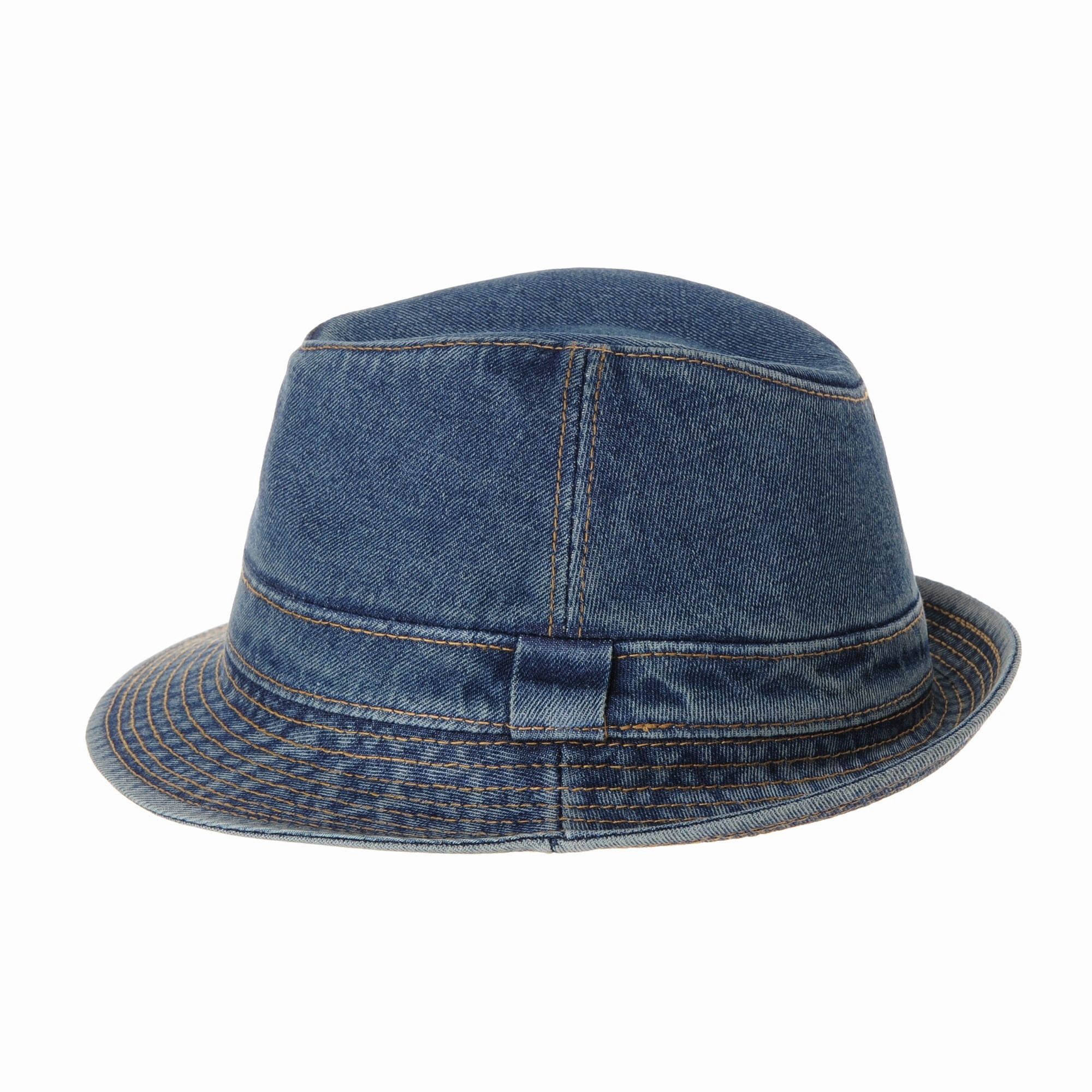 WITHMOONS Blue Denim Fedora Hat for Adults, Plain Stitch