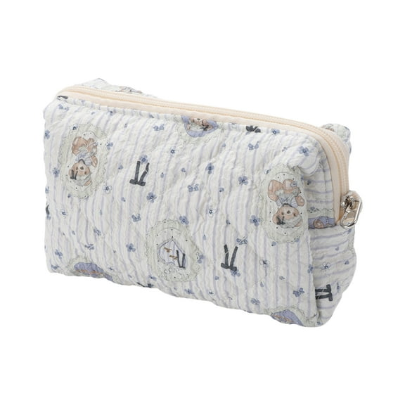 Unique Bargains 1 Pc Badge Makeup Bag for Travel Blue Cotton