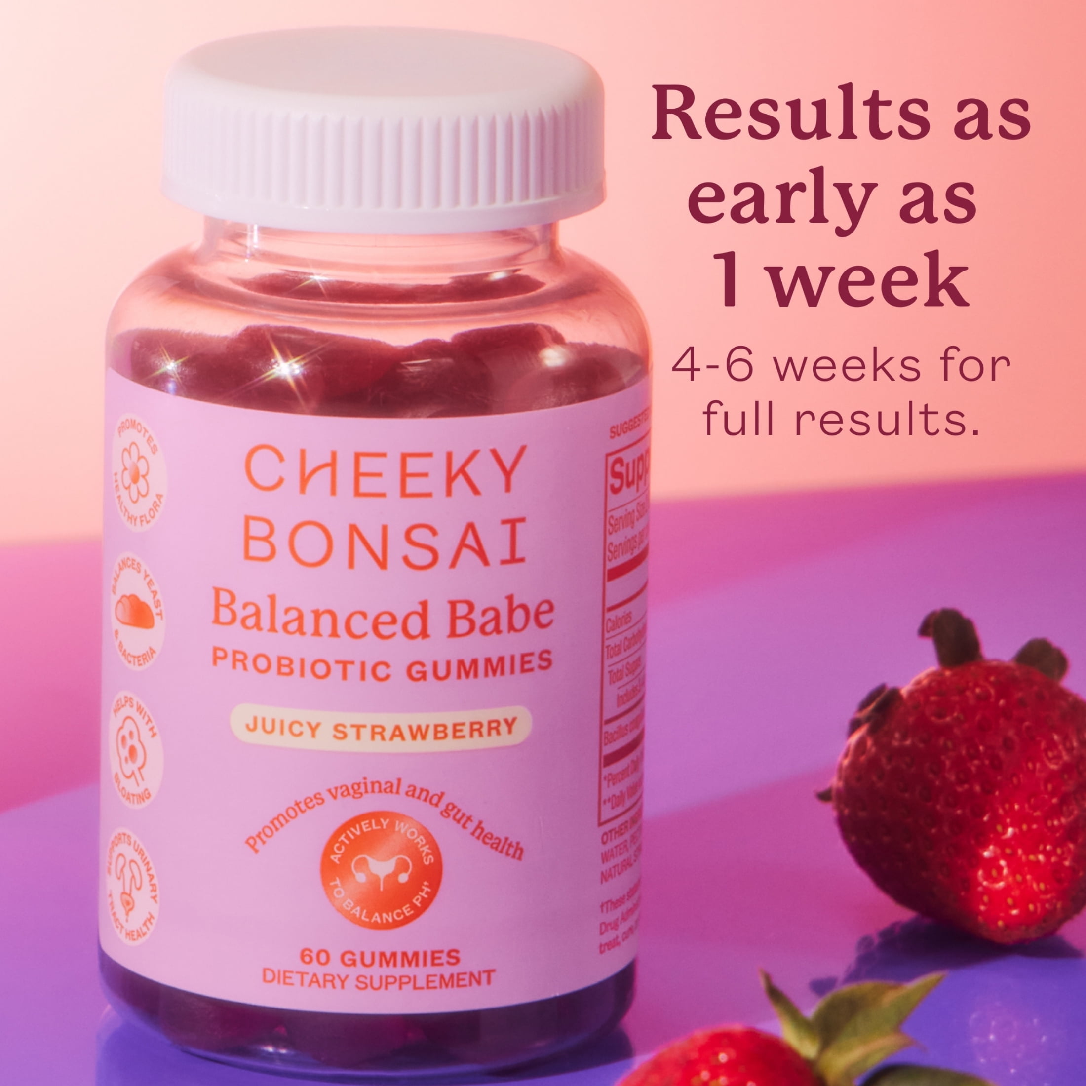 Cheeky Bonsai Women's Probiotic Gummies Balanced Babe, 60 Count